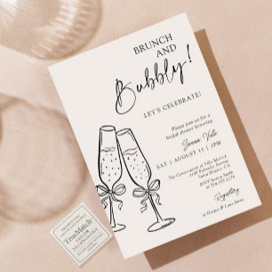 Brunch & Bubbly Champagne Black Bow Brautparty Einladung