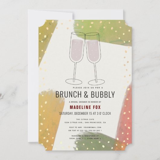Brunch & Bubbly Champagne Burgundy Brautparty Einladung (Vorderseite)