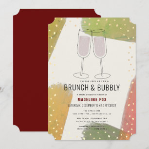 Brunch & Bubbly Champagne Burgundy Brautparty Einladung