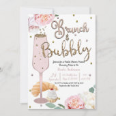 Brunch & Bubbly Champagne Croissant Brautparty Einladung (Vorderseite)