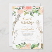 Brunch & Bubbly | Champagne Floral Brautparty Einladung (Vorderseite)