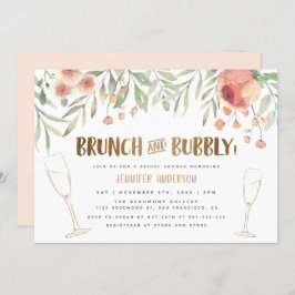 Brunch & Bubbly Champagne & Gold Brautparty Einladung