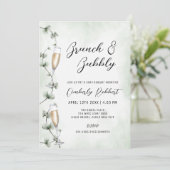 Brunch Bubbly Champagne Greenerenerity Baby Shower Einladung (Stehend Vorderseite)