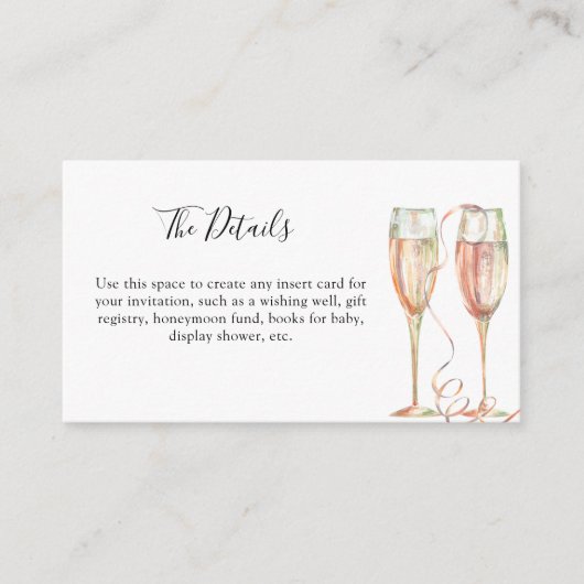 Brunch & Bubbly Champagner Brautparty Begleitkarte (Vorderseite)