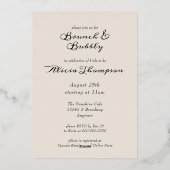 Brunch & Bubbly Champagner Brautparty Folieneinladung (Rückseite)