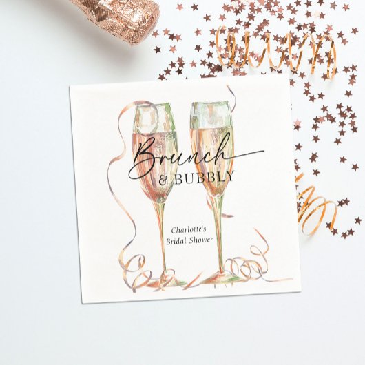 Brunch & Bubbly Champagner Brautparty Serviette