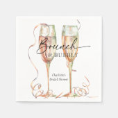 Brunch & Bubbly Champagner Brautparty Serviette (Vorderseite)