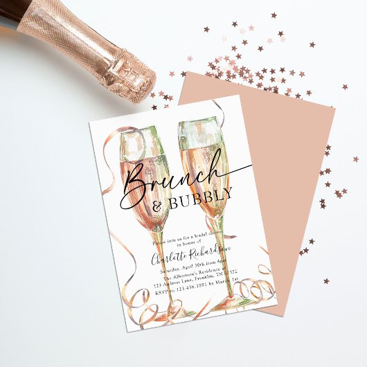Brunch & Bubbly Champagner Bridal Dusche Einladung