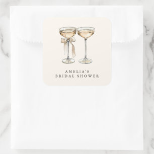 Brunch & Bubbly Champagner-Junggesellinnen-Abschie Quadratischer Aufkleber