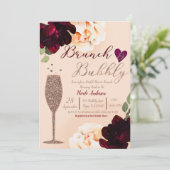 Brunch & Bubbly Champagner Peach Gold Brautparty Einladung (Stehend Vorderseite)