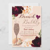 Brunch & Bubbly Champagner Peach Gold Brautparty Einladung (Vorderseite)