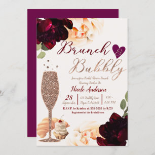 Brunch & Bubbly Champagner Rose Gold Brautparty Einladung