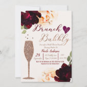 Brunch & Bubbly Champagner Rose Gold Brautparty Einladung (Vorderseite)