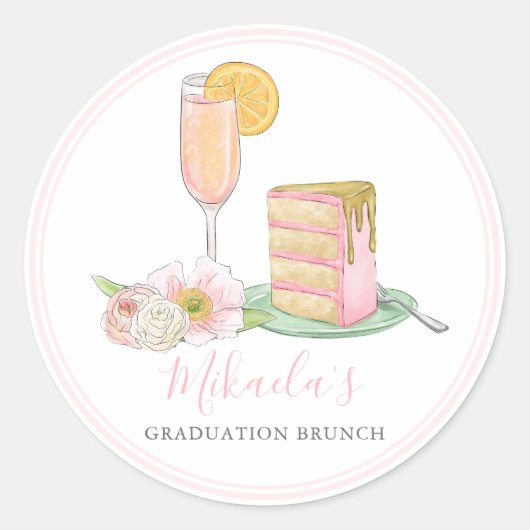 Brunch & Bubbly | Champagner und Tropfen Cake Absc Runder Aufkleber (Vorderseite)