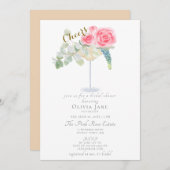 Brunch Bubbly Chef Cocktail Rose Brautparty Einladung (Vorne/Hinten)