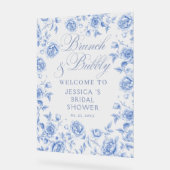 Brunch Bubbly Chic Blue Brautparty Willkommen Acrylschild (Winkel)