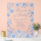Brunch Bubbly Chic Blue Brautparty Willkommen Acrylschild (Hochzeit)