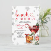 Brunch Bubbly Christmas Dinner Bridal Shower  Einladung (Stehend Vorderseite)