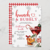 Brunch Bubbly Christmas Dinner Bridal Shower  Einladung (Vorne/Hinten)