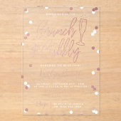 Brunch & Bubbly Confetti Brautparty Acryleinladungen (Vorderseite)