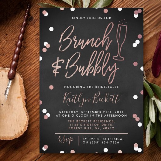 Brunch & Bubbly Confetti Brautparty Einladung
