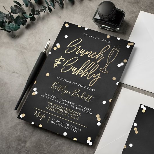 Brunch & Bubbly Confetti Brautparty Einladung