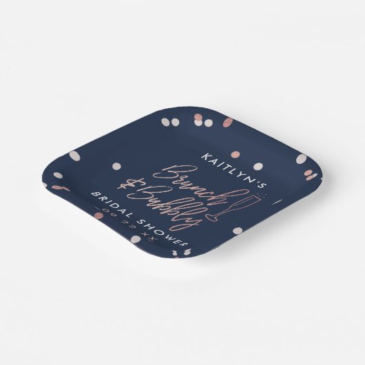 Brunch & Bubbly Confetti Brautparty Pappteller (Gewinkelt)