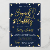 Brunch & Bubbly Confetti Brautparty Real Folieneinladung (Vorderseite)