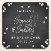 Brunch & Bubbly Confetti Brautparty Rechteckiger Pappuntersetzer (Vorderseite)