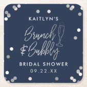 Brunch & Bubbly Confetti Brautparty Rechteckiger Pappuntersetzer (Vorderseite)