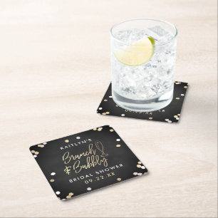Brunch & Bubbly Confetti Brautparty Rechteckiger Pappuntersetzer