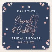 Brunch & Bubbly Confetti Brautparty Rechteckiger Pappuntersetzer (Vorderseite)