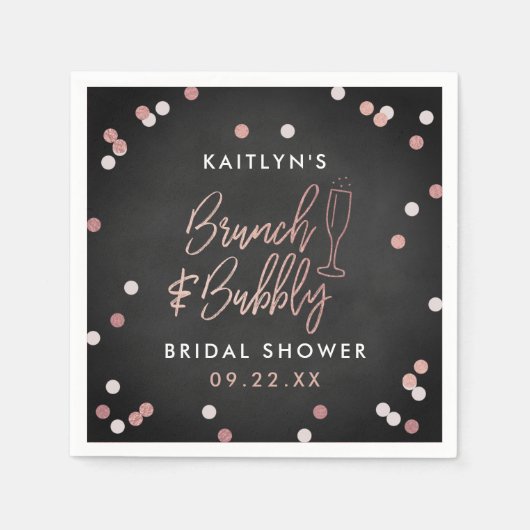 Brunch & Bubbly Confetti Brautparty Serviette (Vorderseite)