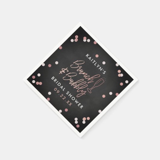 Brunch & Bubbly Confetti Brautparty Serviette (Ecke)