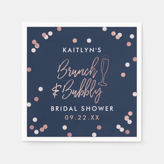 Brunch & Bubbly Confetti Brautparty Serviette (Vorderseite)