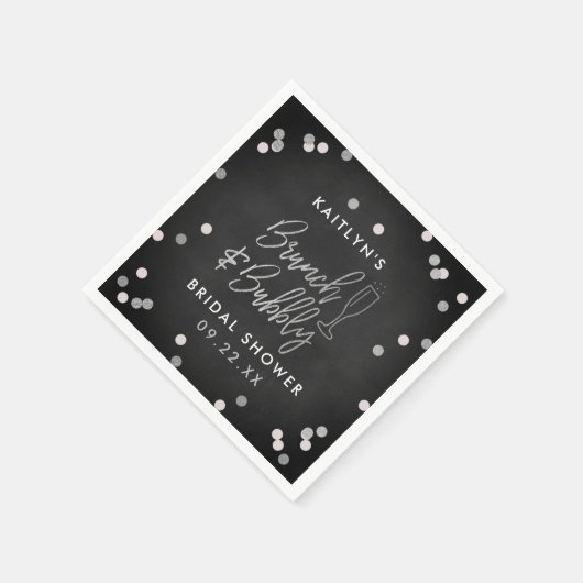 Brunch & Bubbly Confetti Brautparty Serviette (Ecke)