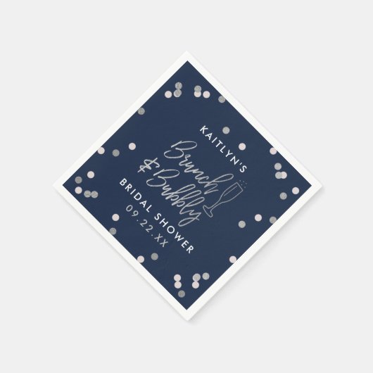 Brunch & Bubbly Confetti Brautparty Serviette (Ecke)