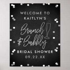 Brunch & Bubbly Confetti Brautparty Willkommen Poster
