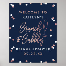 Brunch & Bubbly Confetti Brautparty Willkommen Poster