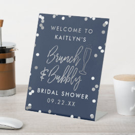 Brunch & Bubbly Confetti Brautparty Willkommen Sockelschild