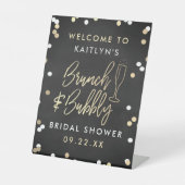 Brunch & Bubbly Confetti Brautparty Willkommen Sockelschild (Vorderseite)