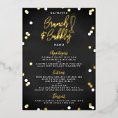Brunch & Bubbly Confetti Bridal Shower Menu Card Folieneinladung (Vorderseite)