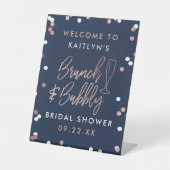 Brunch & Bubbly Confetti Bridal Shower Welcome Sockelschild (Vorderseite)