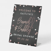 Brunch & Bubbly Confetti Bridal Shower Welcome Sockelschild (Vorderseite)