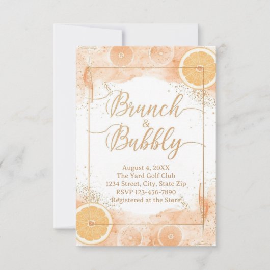 Brunch & Bubbly Details Card – Peach Watercolor Dankeskarte (Vorderseite)