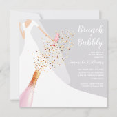 Brunch Bubbly Dress Gray Bridal Dusche Einladungen (Vorderseite)