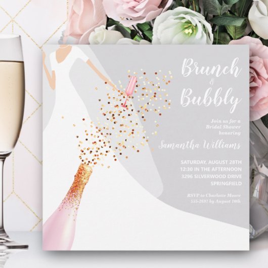 Brunch Bubbly Dress Gray Bridal Dusche Einladungen