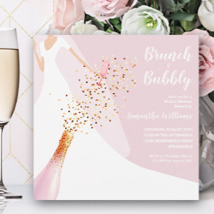 Brunch Bubbly Dress Pink Bridal Dusche Einladungen