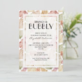 Brunch Bubbly Drilling Blätter Brautparty Einladung (Stehend Vorderseite)