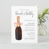 Brunch & Bubbly Dusche mit rosa Champagner Einladung (Stehend Vorderseite)